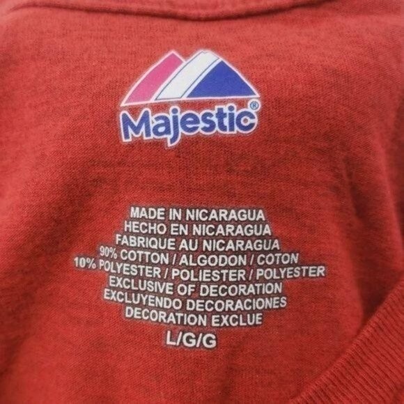 Majestic Red Short Sleeve "TEXAS" T Shirt sz L - Picture 9 of 9